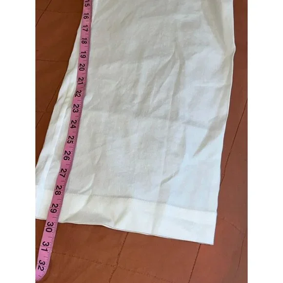 Jenni Kayne Riley Linen Blend Pleated Front Relaxed Fit Trouser Pants White Sz 4 - Picture 11 of 13